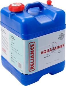 Reliance Aqua-Tainer 7 gallon compact water container perfect for compact off-grid water storage solutions in RVs or van life